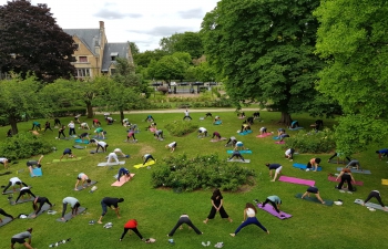 Yoga Session with students of different countries at Maison de L’Inde (MDL) Sessions on Yoga Asanas at Maison de L’Inde garden